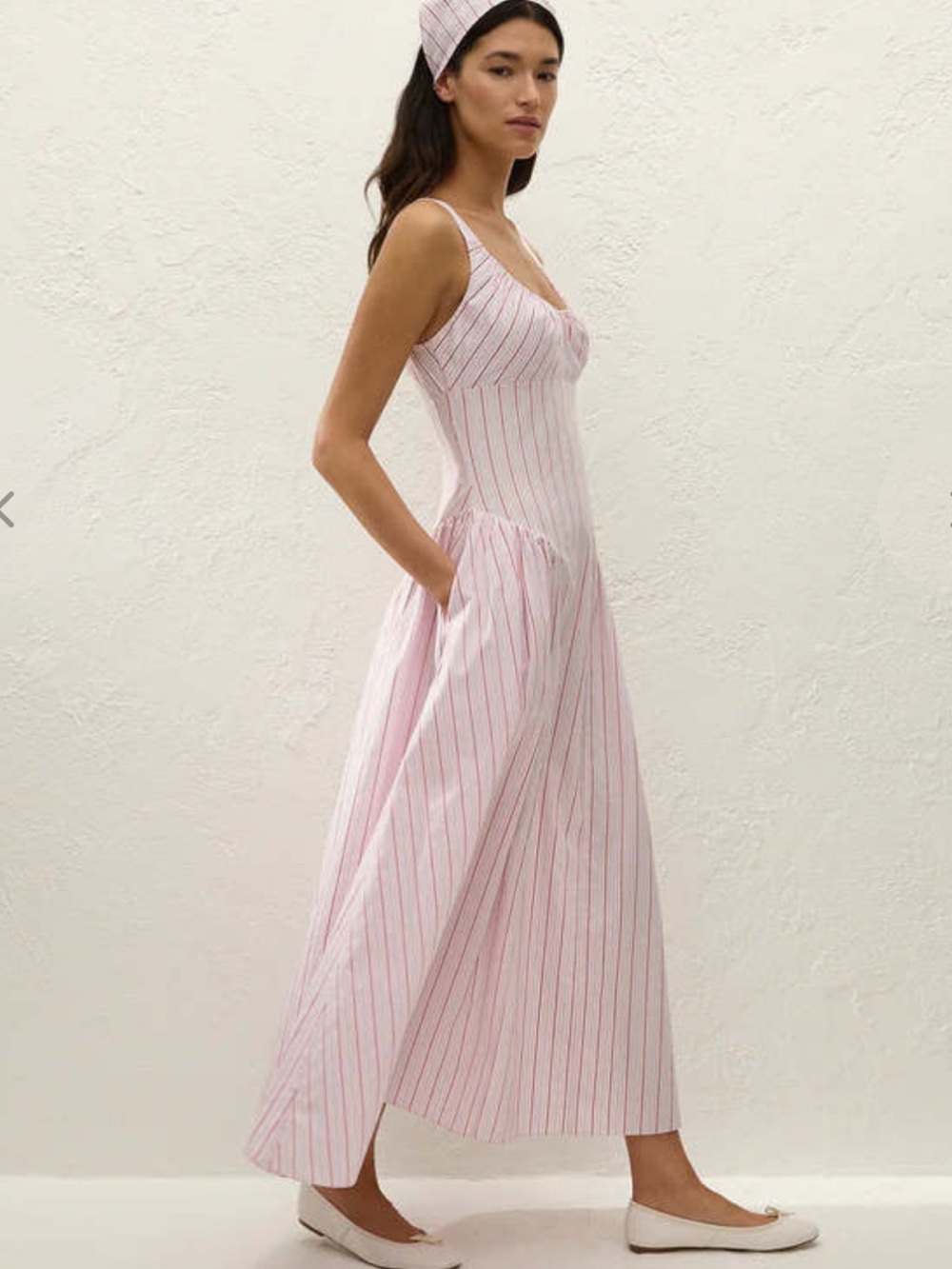 Faithfull the Brand Pink and White Striped Maxi Dress